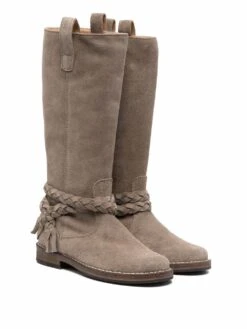 Børn Pèpè Knæhøje Støvler I Flettet Ruskind