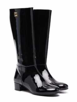 Børn Dolce & Gabbana Kids Skinnende Støvler Med Logoplade