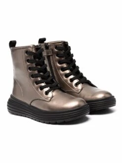 Børn Geox Kids Combat-støvler Med Metallisk Effekt Og Snøre