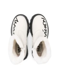 Børn MM6 Maison Margiela Kids Støvler Med Lammeskindsdetalje Og Logotryk -Stella MC Butik 18340717 40532846 1000