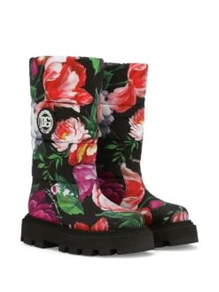 Børn Dolce & Gabbana Kids Polstrede Støvler Med Blomstret Tryk