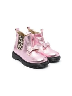 Børn Monnalisa Metalliske Chelsea-støvler Med Sløjfe-udsmykning