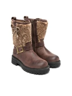 Børn Monnalisa Støvler I Læder Med Spænde Og Sløjfedetalje