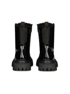 Børn Dolce & Gabbana Kids Combat-støvler I Lakeret Læder Med Logoplade -Stella MC Butik 20046283 50335716 1000